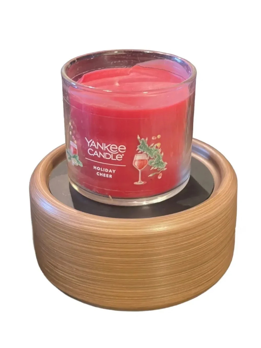 Sleek Contemporary 2 in 1 Flameless Candle Warmer Classic Pewter & Walnut Design